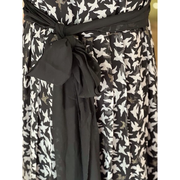 Jonathan Martin Dress size 12 V Neck Black White Print Tie Waist Garden Party - Picture 9 of 16